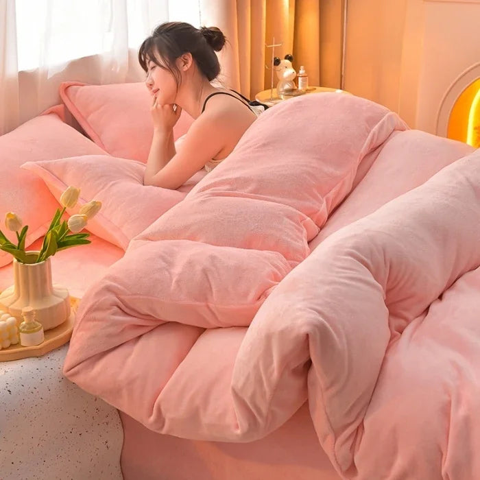 両面ミルクベルベット調フリース 2WAY 布団カバー兼用ブランケット（ファスナー式／静電気対策）