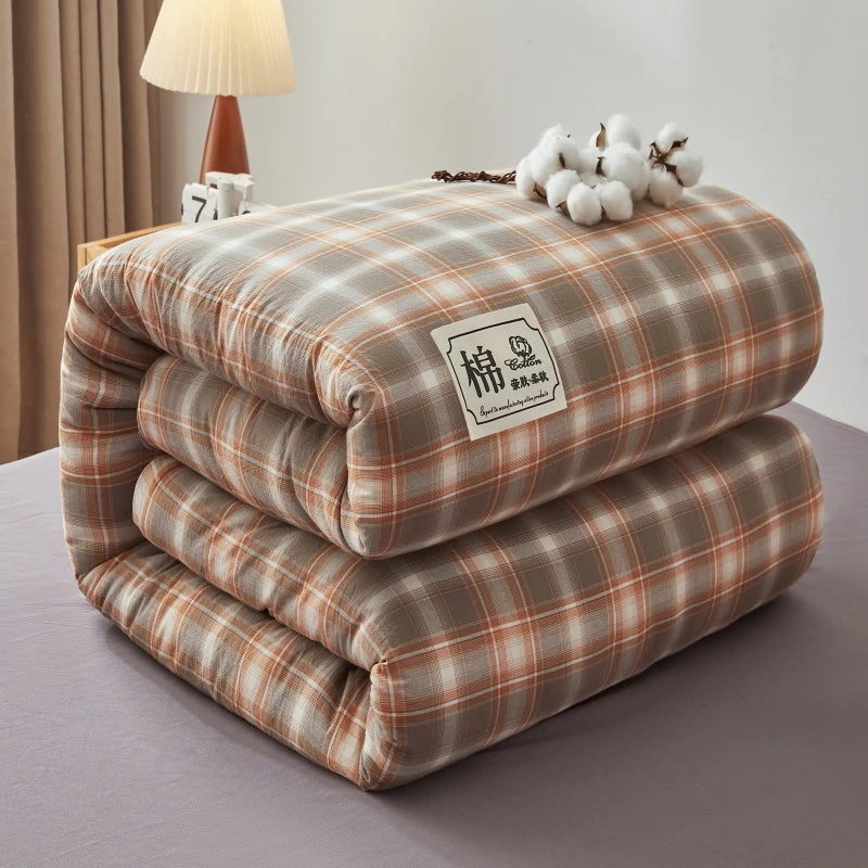 色織りコットン 綿わた掛け布団