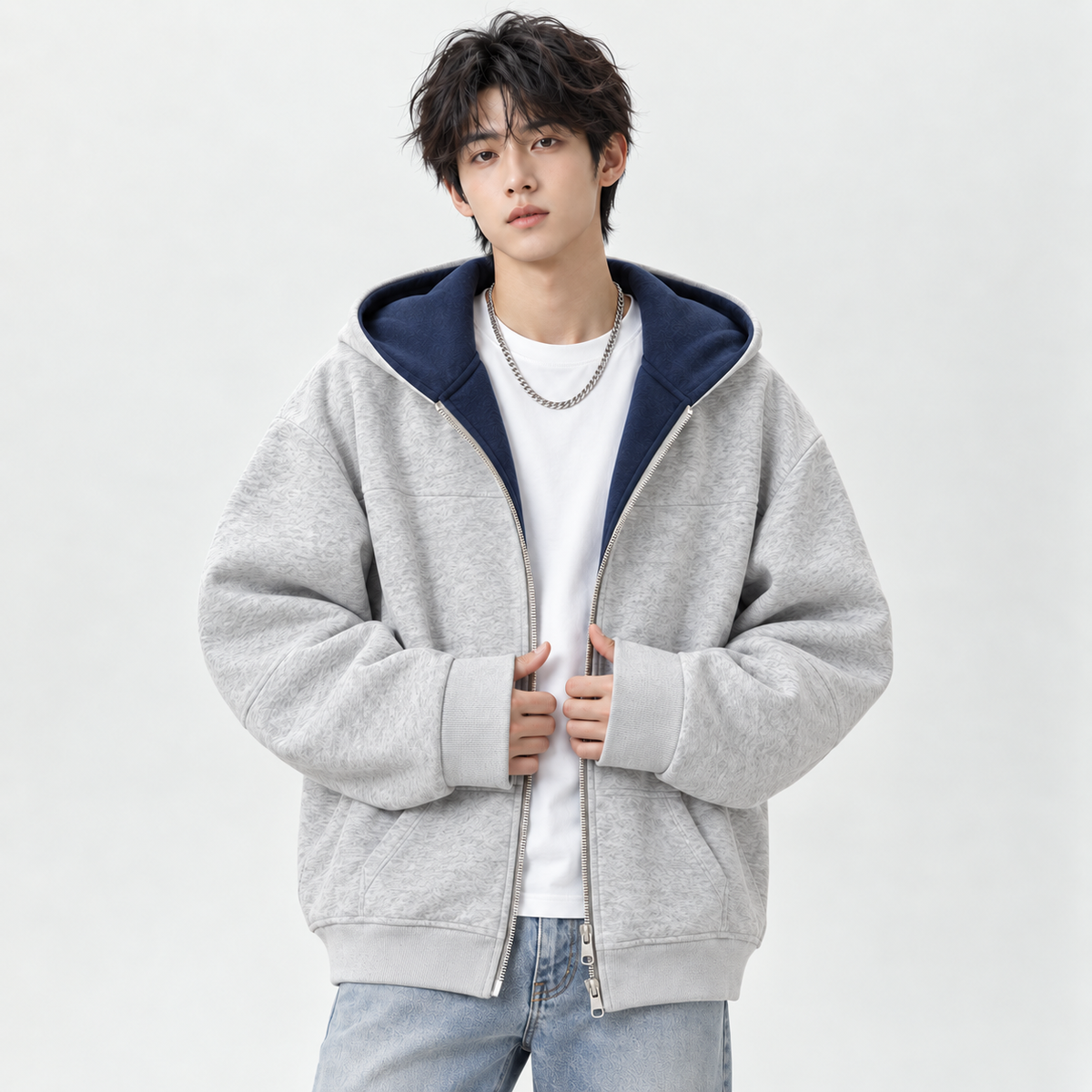 ZARI™ 隠しポケット付き ジップパーカー